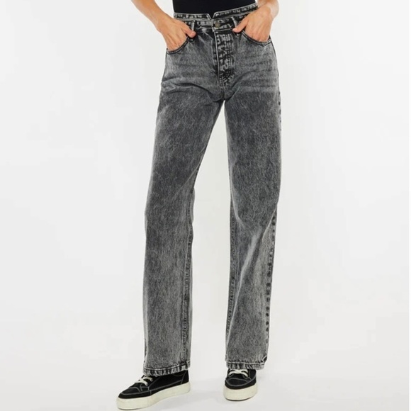 KanCan Denim - KanCan 13 Raila High Rise 90’s Flare Mom Y2K Style Button Fly Jeans Black Acid